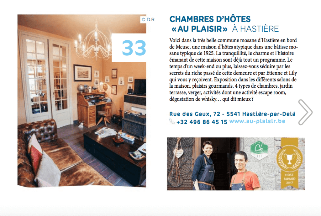 Au Plaisir - article - presse - B&B - chambres d'hôtes - insolite - meuse