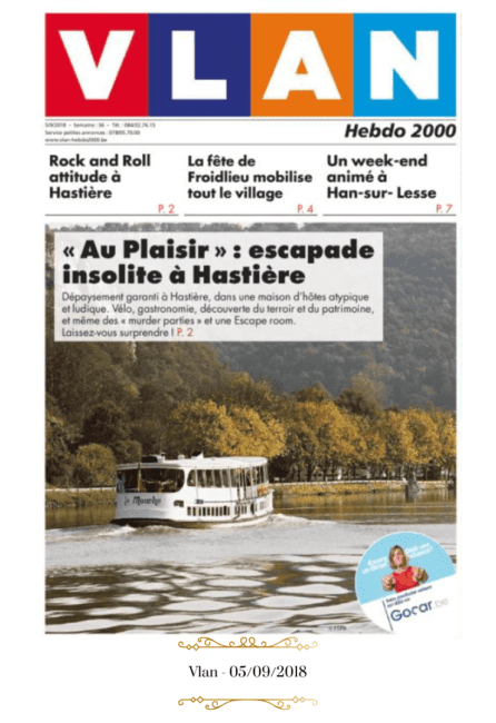 revue de presse on fait la une des journaux au plaisir maison d'hôtes ludique et insolite Hastière Dinant Namur Belgique Cluedo B&B